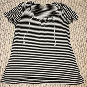 Striped Green and White Women's Top With tie